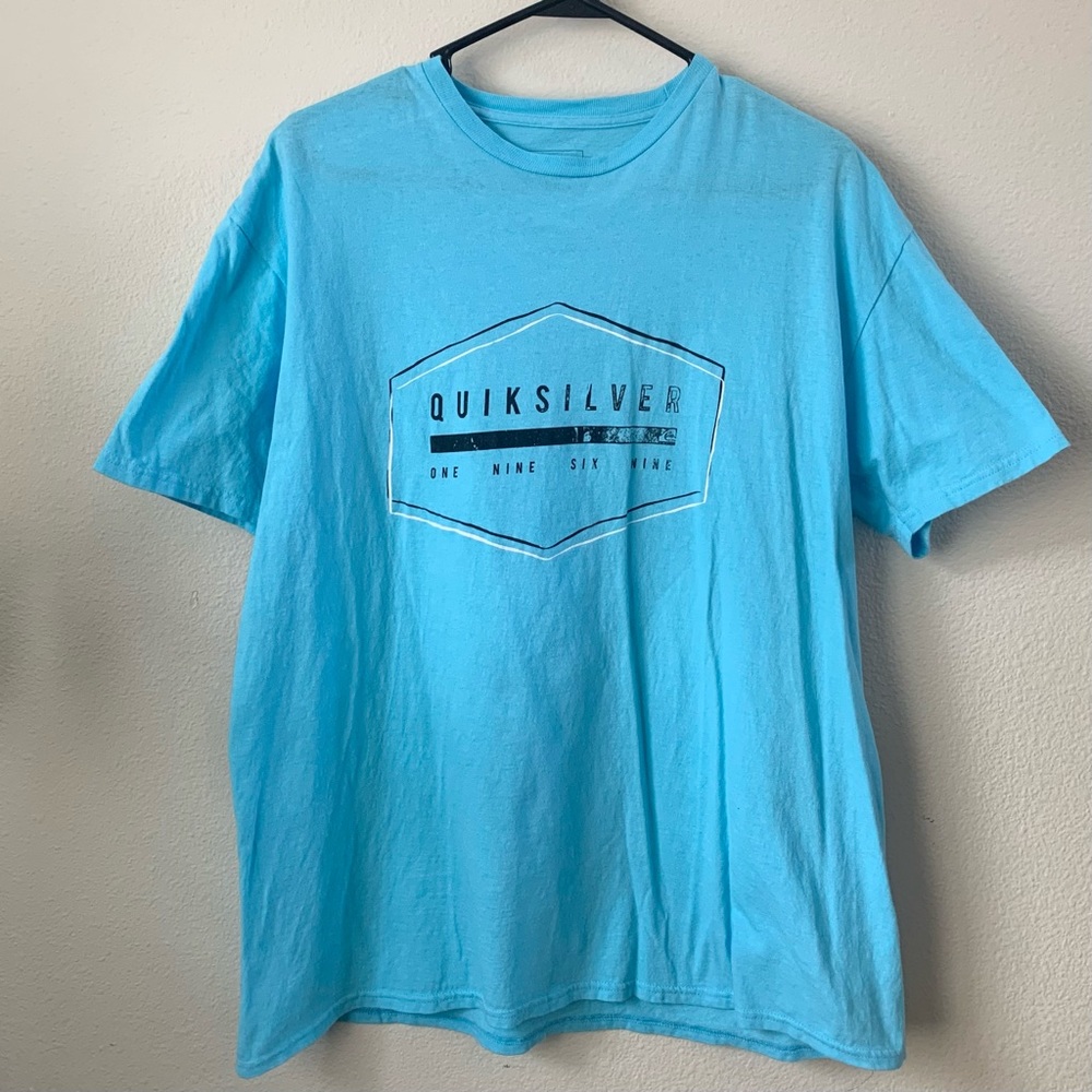 Mens Light Blue Quiksilver Graphic Tee